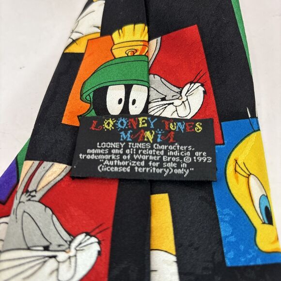 Men’s Vintage Neck Tie Looney Tunes Mania 1993 100% Polyester Korea - Picture 3 of 4
